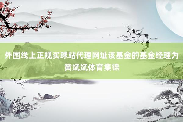 外围线上正规买球站代理网址该基金的基金经理为黄斌斌体育集锦